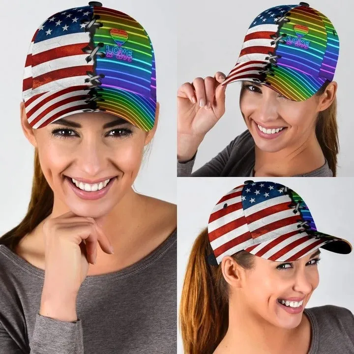 Lesbian Baseball Cap, Love Is Never Wrong Lgbt Printing 3D Baseball Cap Hat, Gift For Couple Lesbian