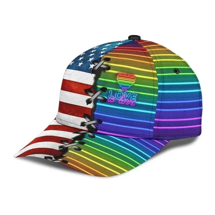 Lesbian Baseball Cap, Love Is Never Wrong Lgbt Printing 3D Baseball Cap Hat, Gift For Couple Lesbian