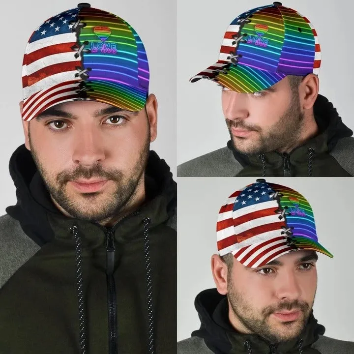 Lesbian Baseball Cap, Love Is Never Wrong Lgbt Printing 3D Baseball Cap Hat, Gift For Couple Lesbian