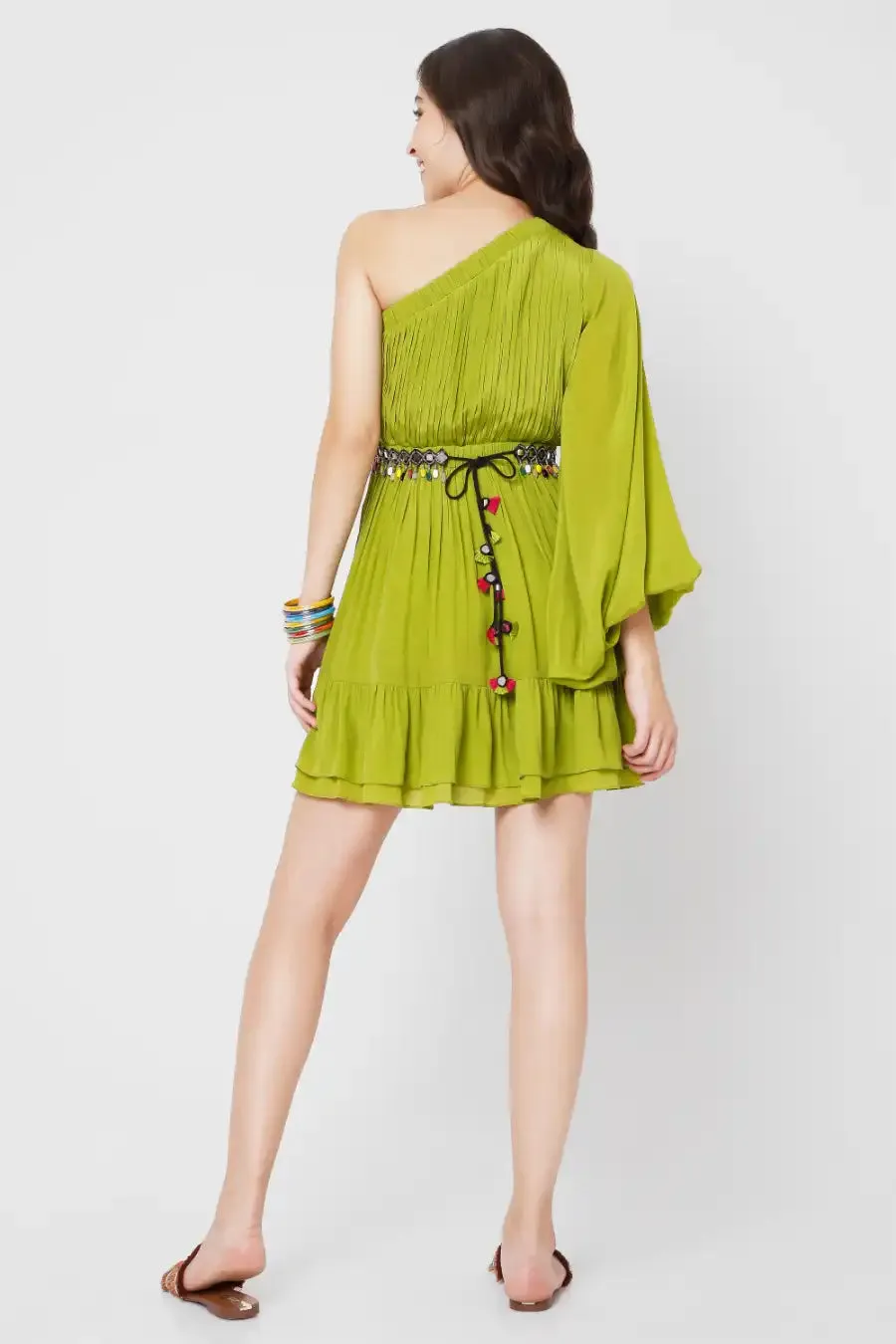 Lime Green One Shoulder Dress