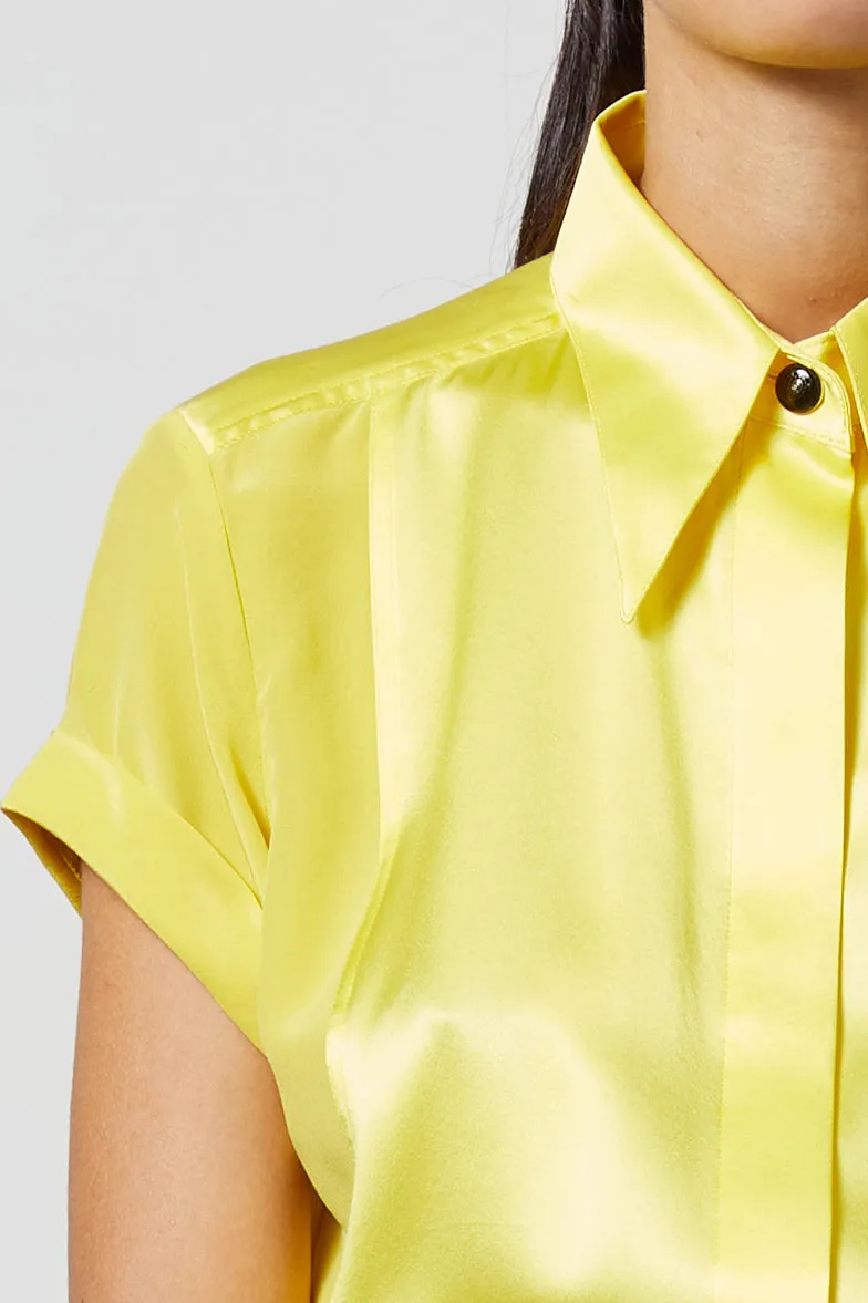 LOCKY ultra yellow -silk short sleeve shirt