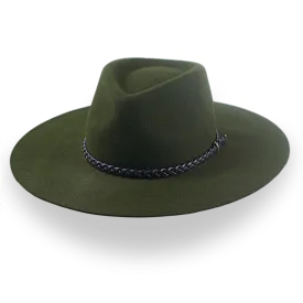 Low Crown Wide Brim Outback Fedora in Dark Olive Green | The Bush