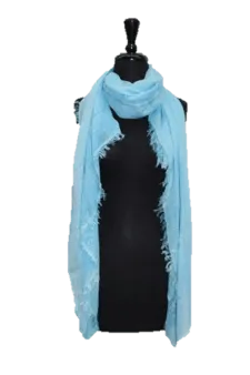 Lurex Frayed Edge Scarf - Blue