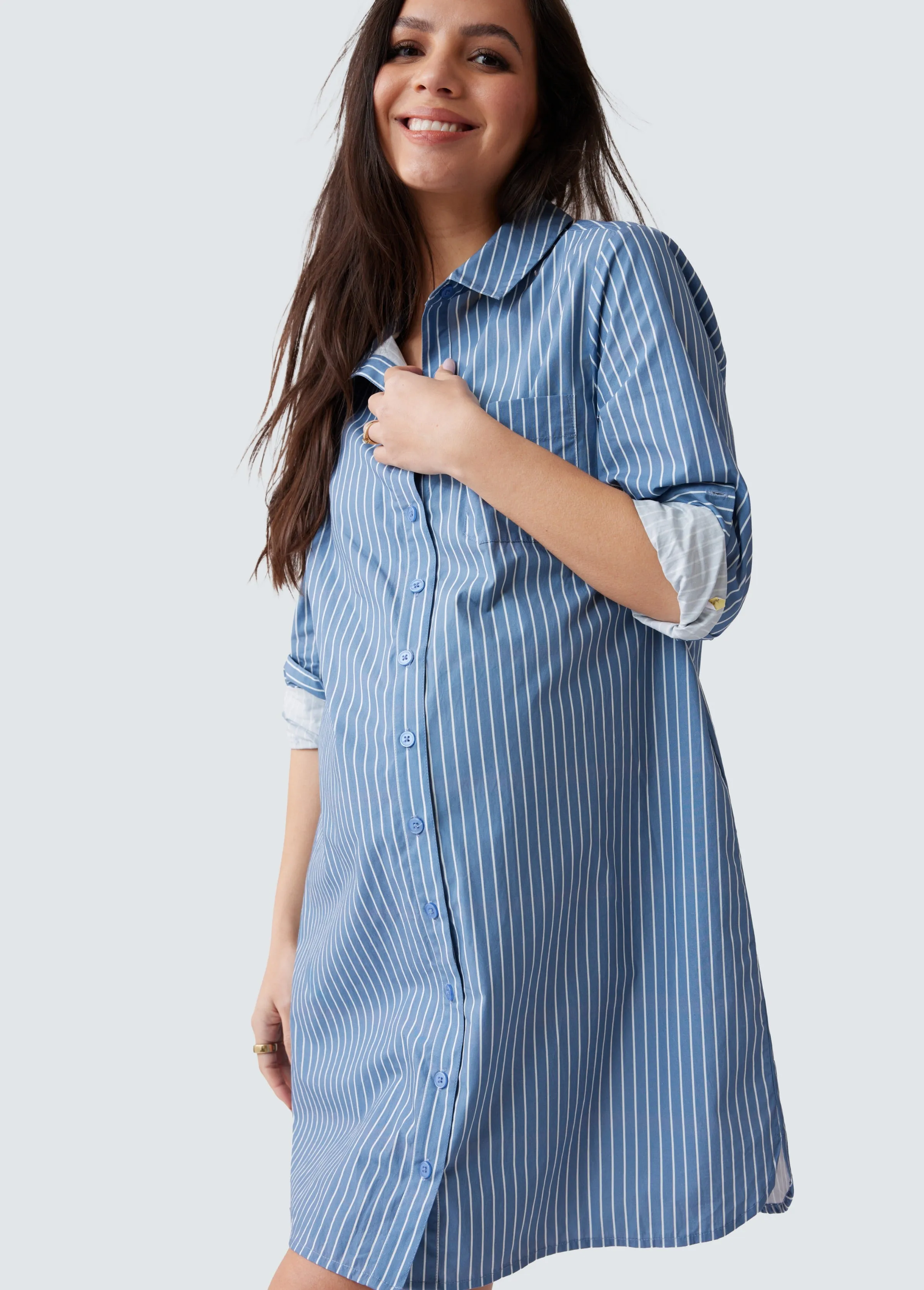 Maternity Poplin Shirt Dress