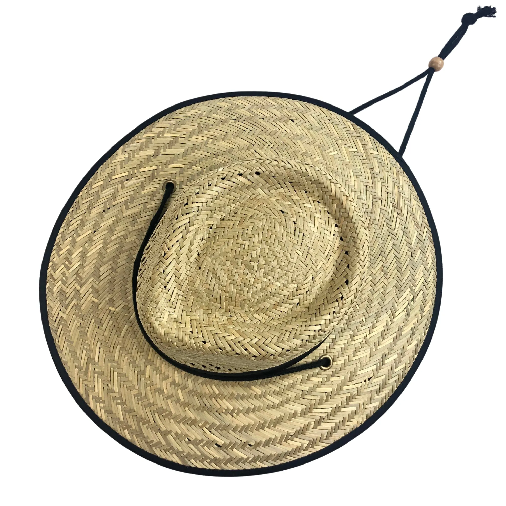 Men Rush Straw Lifeguard Hat with Adjustable Chin Cord