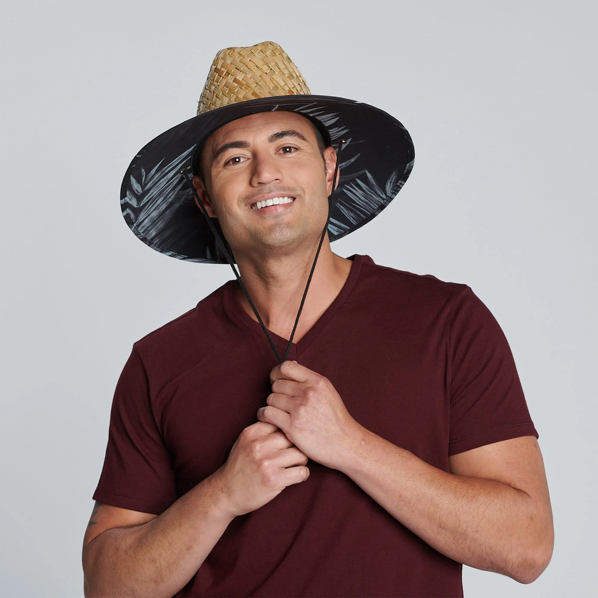 Mens Straw Lifeguard With Palm Print