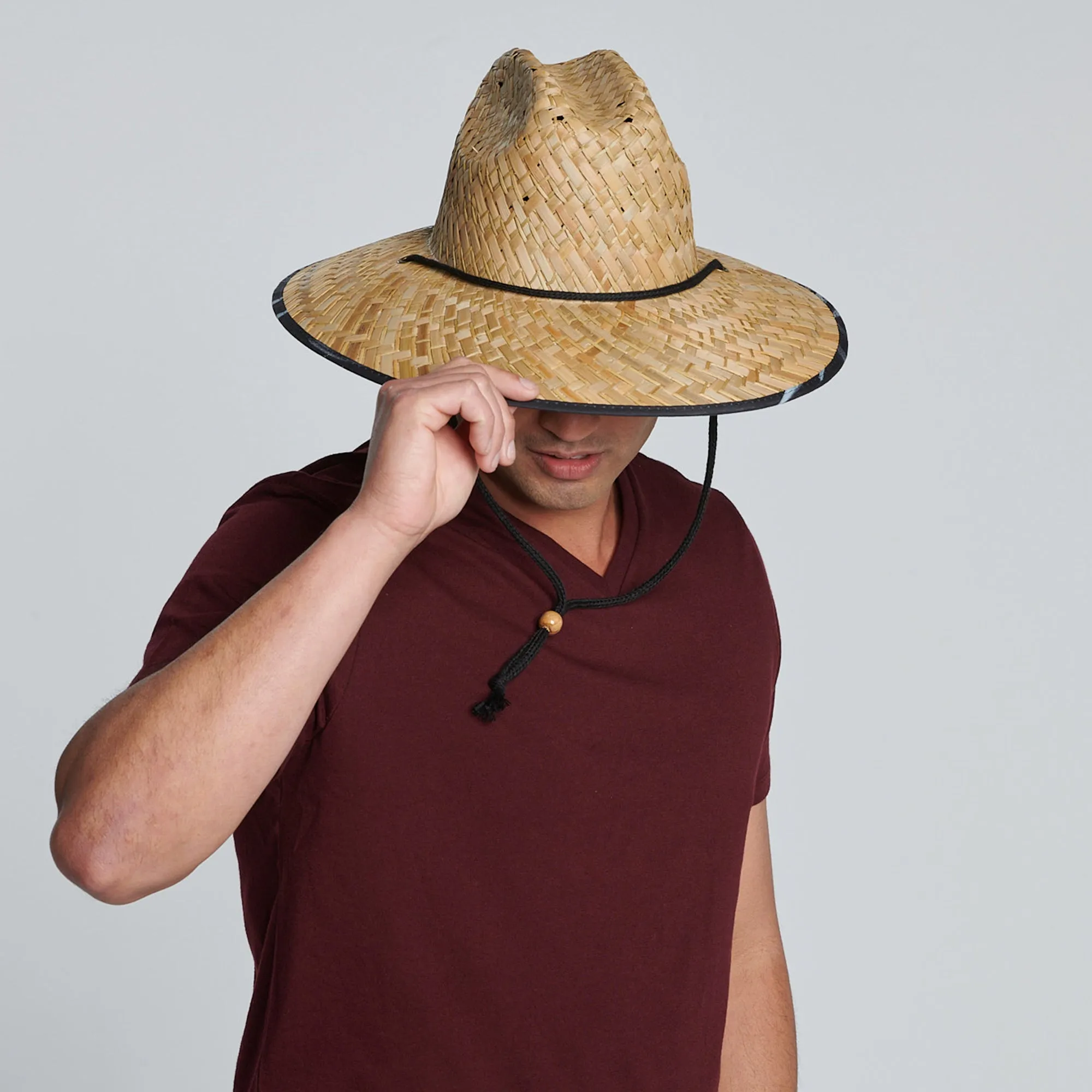 Mens Straw Lifeguard With Palm Print