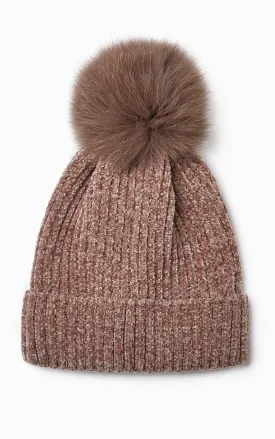 MH2582 Chenille Fur Pom Pom Hat