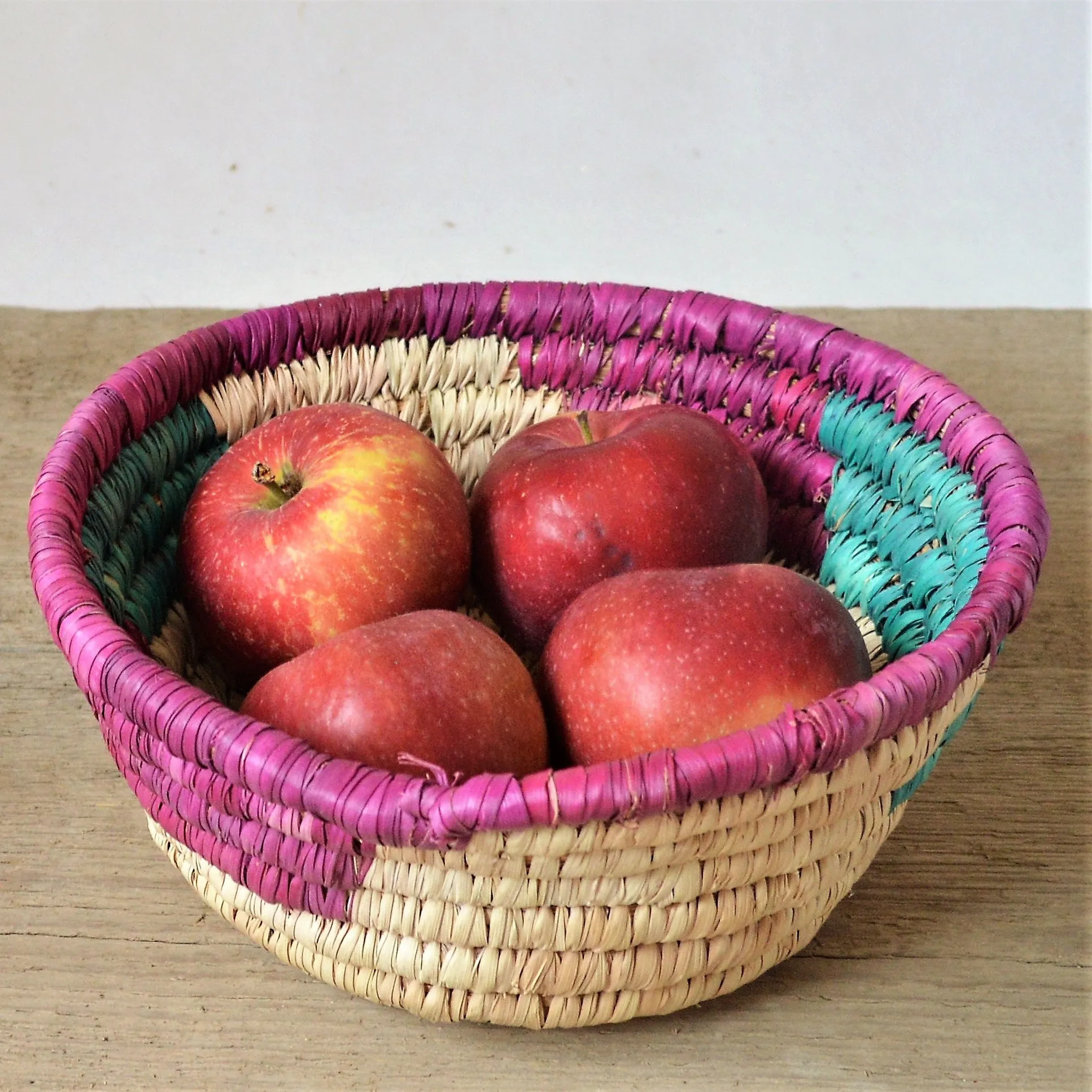 Minimal straw bowl, Vintage fruit basket