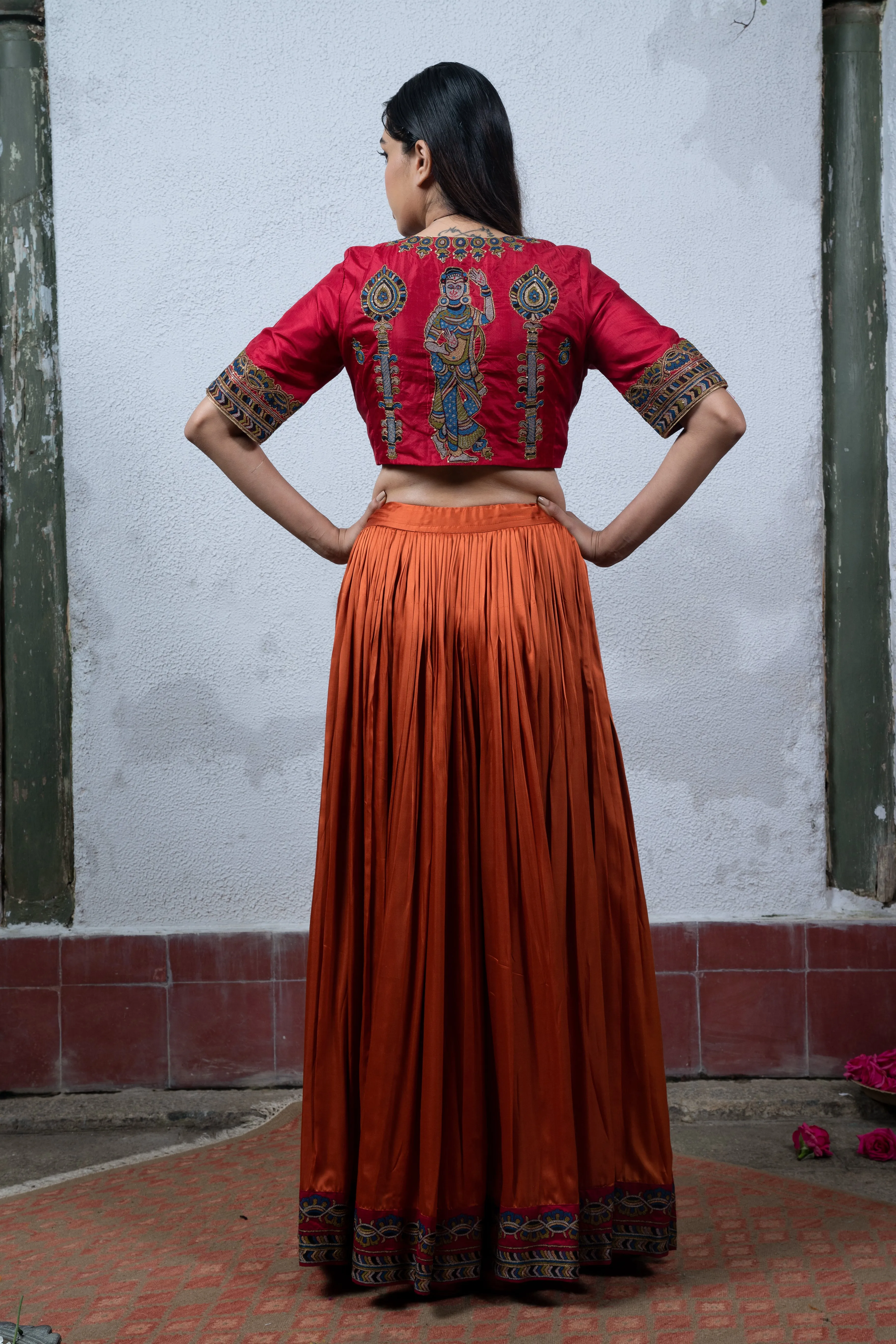 Mysore: Red and Orange Lehanga