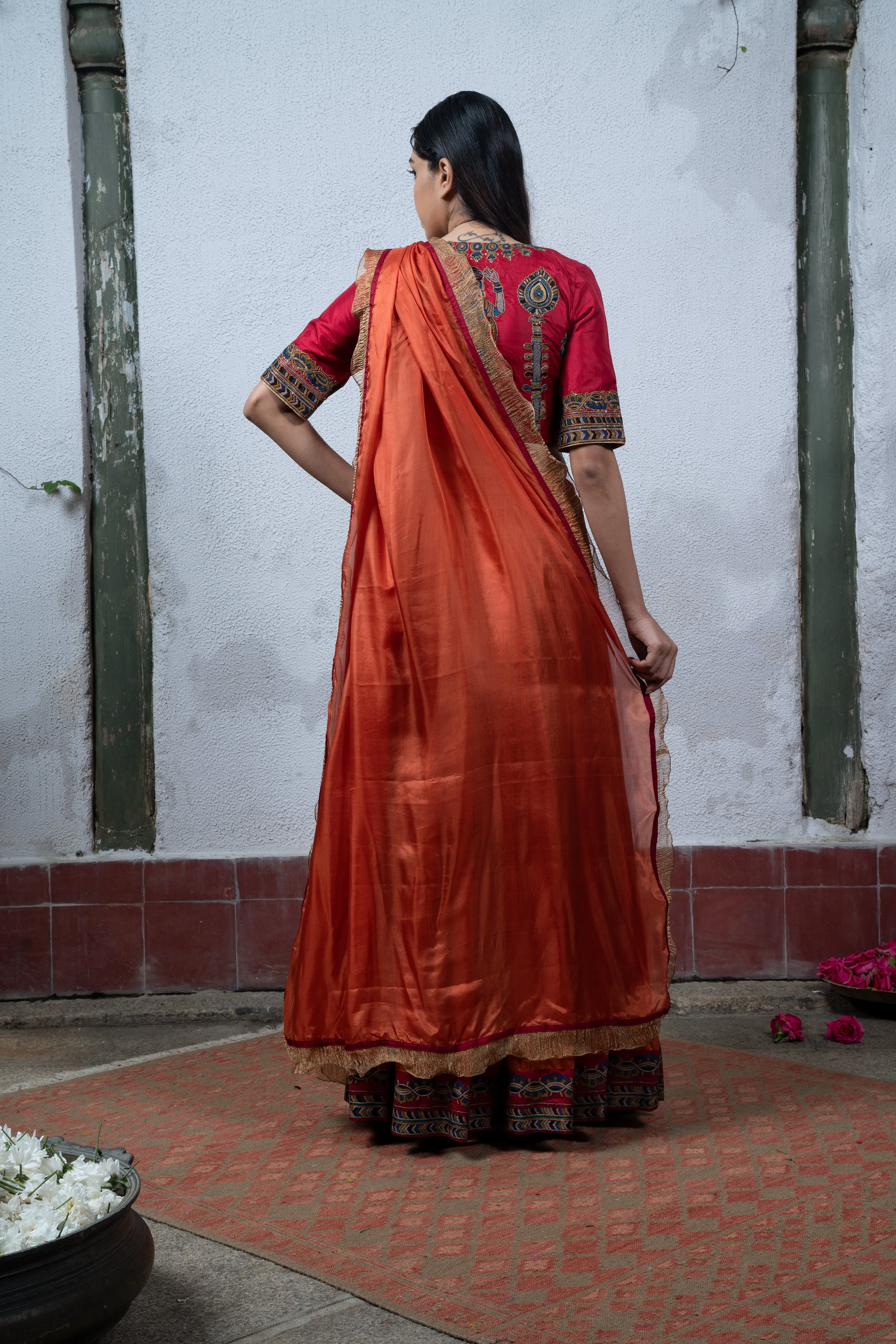 Mysore: Red and Orange Lehanga
