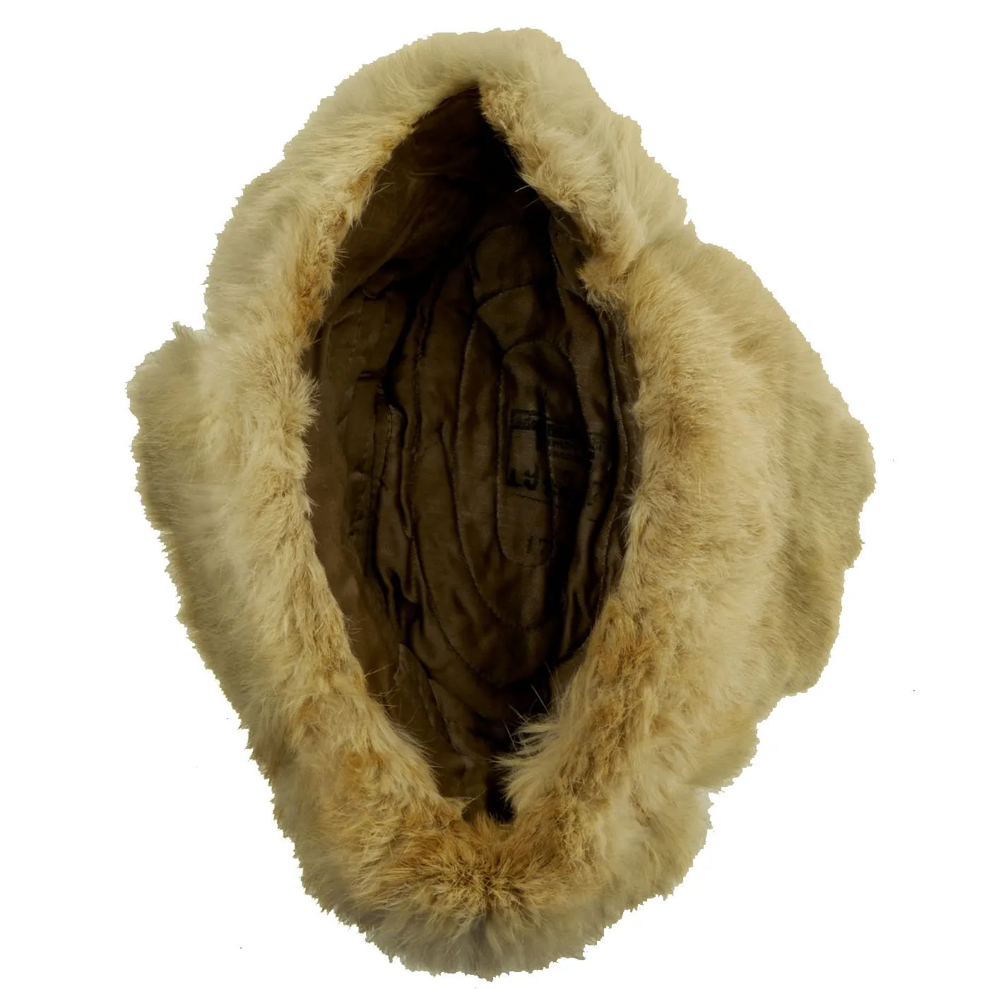 Original German WWII 1943 dated Eastern Front White Rabbit Fur Winter Hat with Maker Markings - size 57