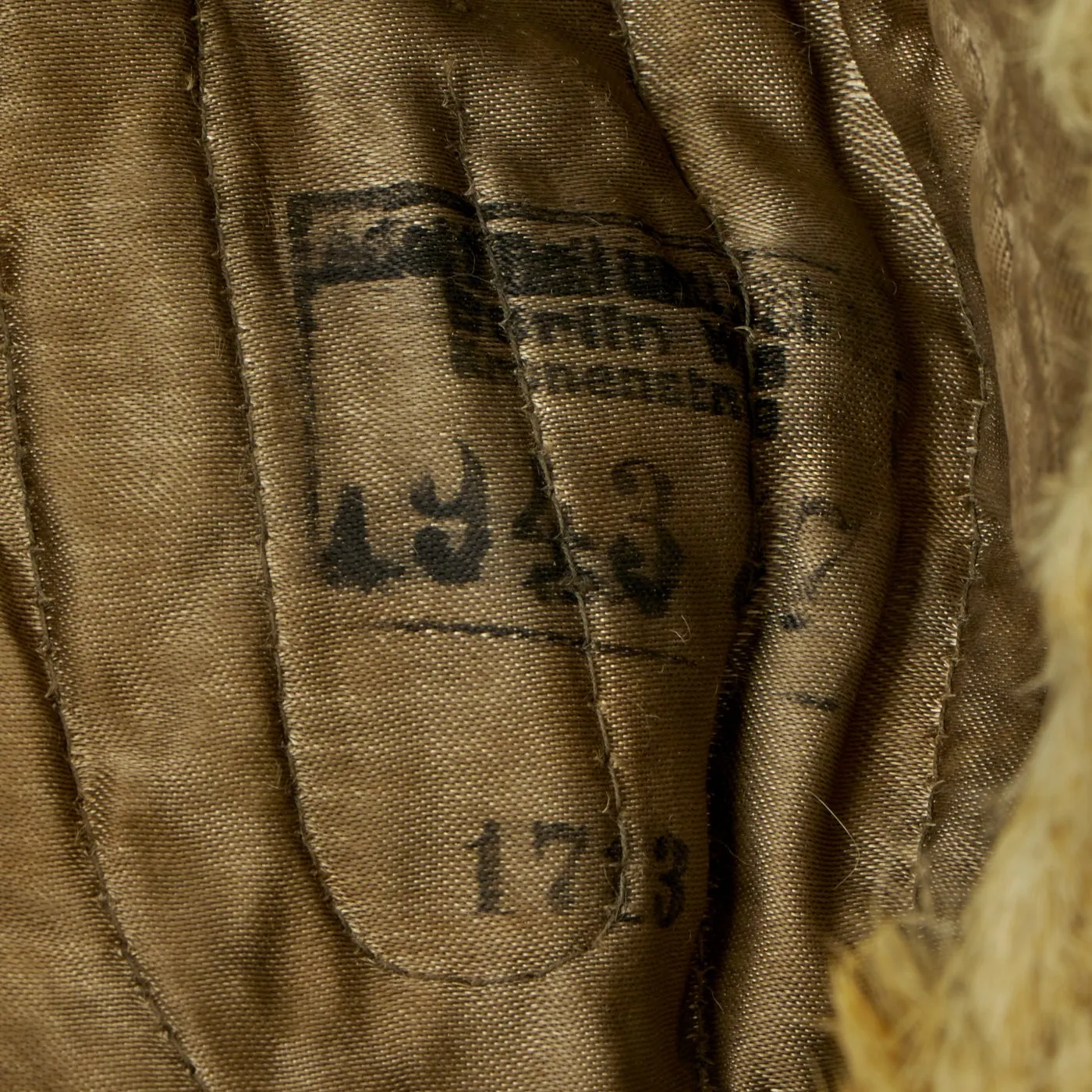 Original German WWII 1943 dated Eastern Front White Rabbit Fur Winter Hat with Maker Markings - size 57