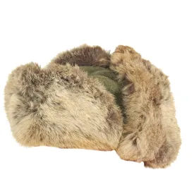 Original German WWII Eastern Front White Rabbit Fur Pelzmütze Winter Hat with Maker Markings - size 57