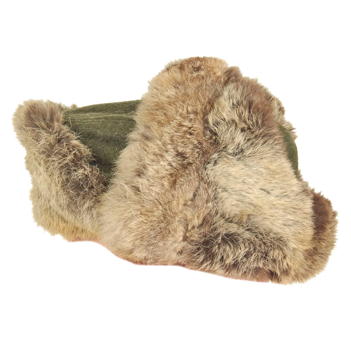 Original German WWII Eastern Front White Rabbit Fur Pelzmütze Winter Hat with Maker Markings - size 57