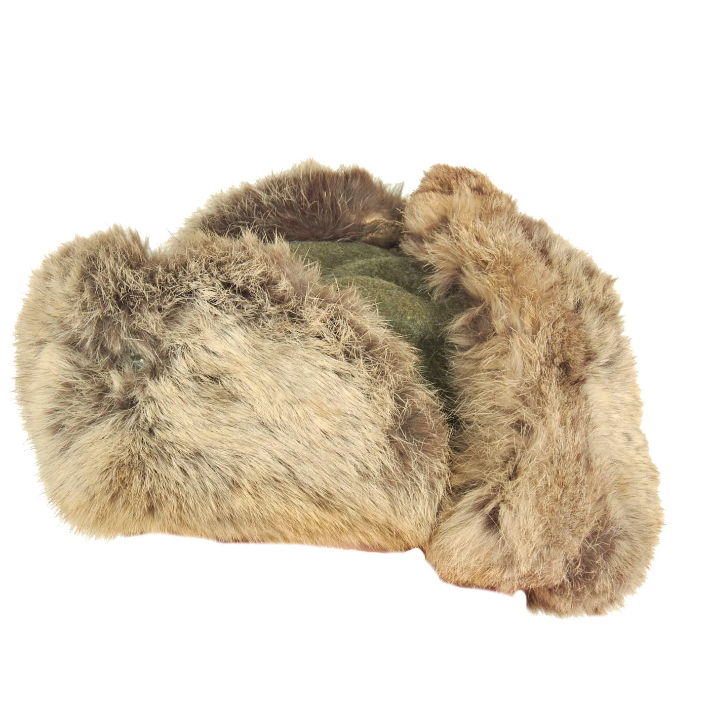 Original German WWII Eastern Front White Rabbit Fur Pelzmütze Winter Hat with Maker Markings - size 57