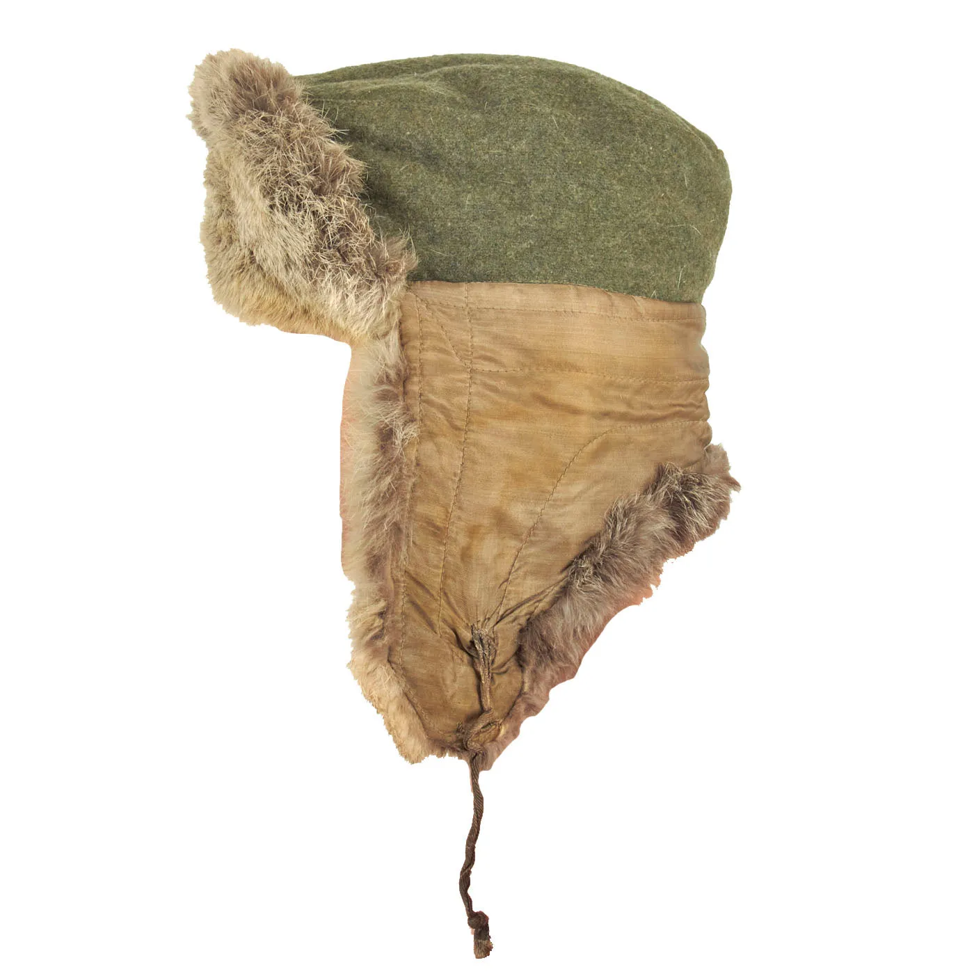Original German WWII Eastern Front White Rabbit Fur Pelzmütze Winter Hat with Maker Markings - size 57