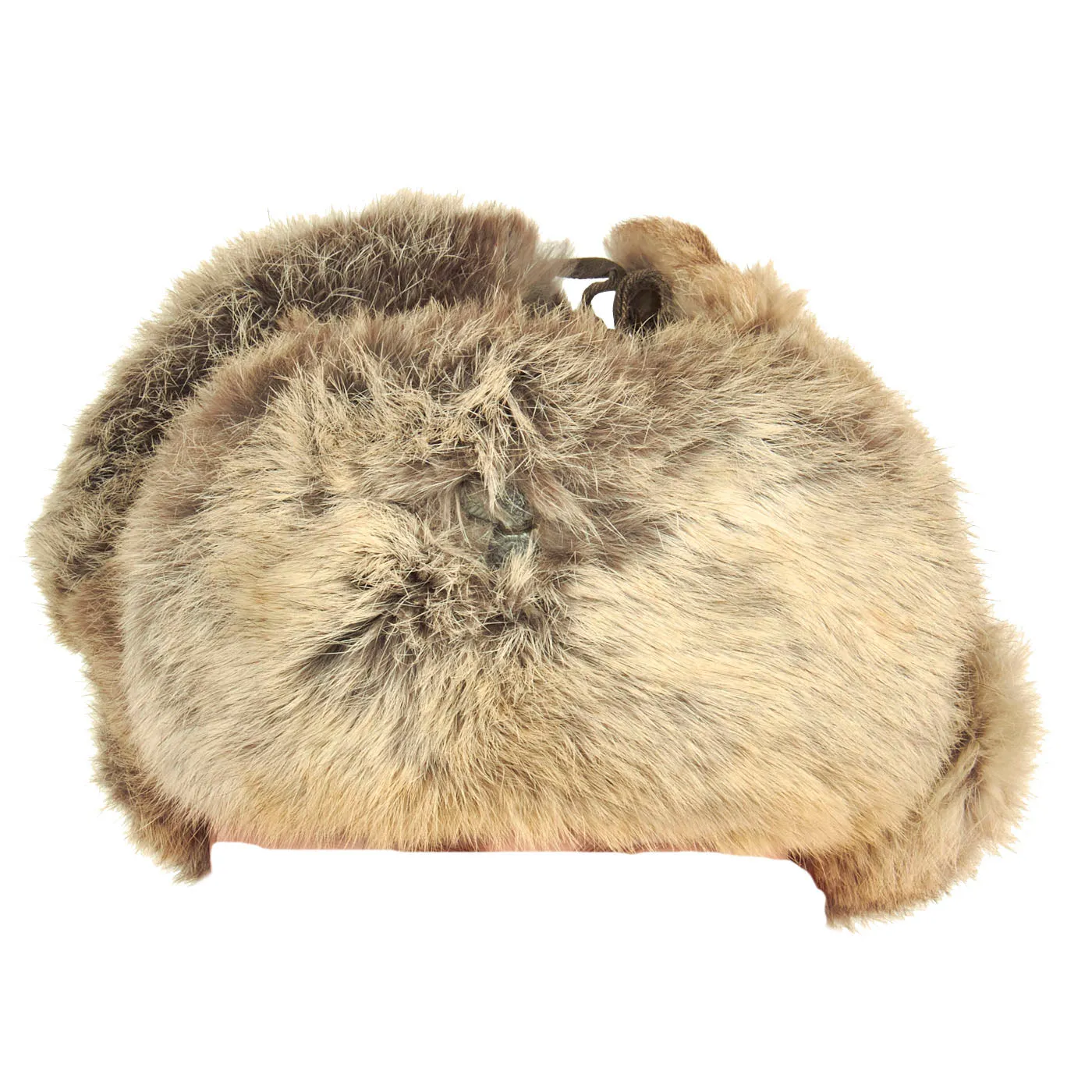 Original German WWII Eastern Front White Rabbit Fur Pelzmütze Winter Hat with Maker Markings - size 57