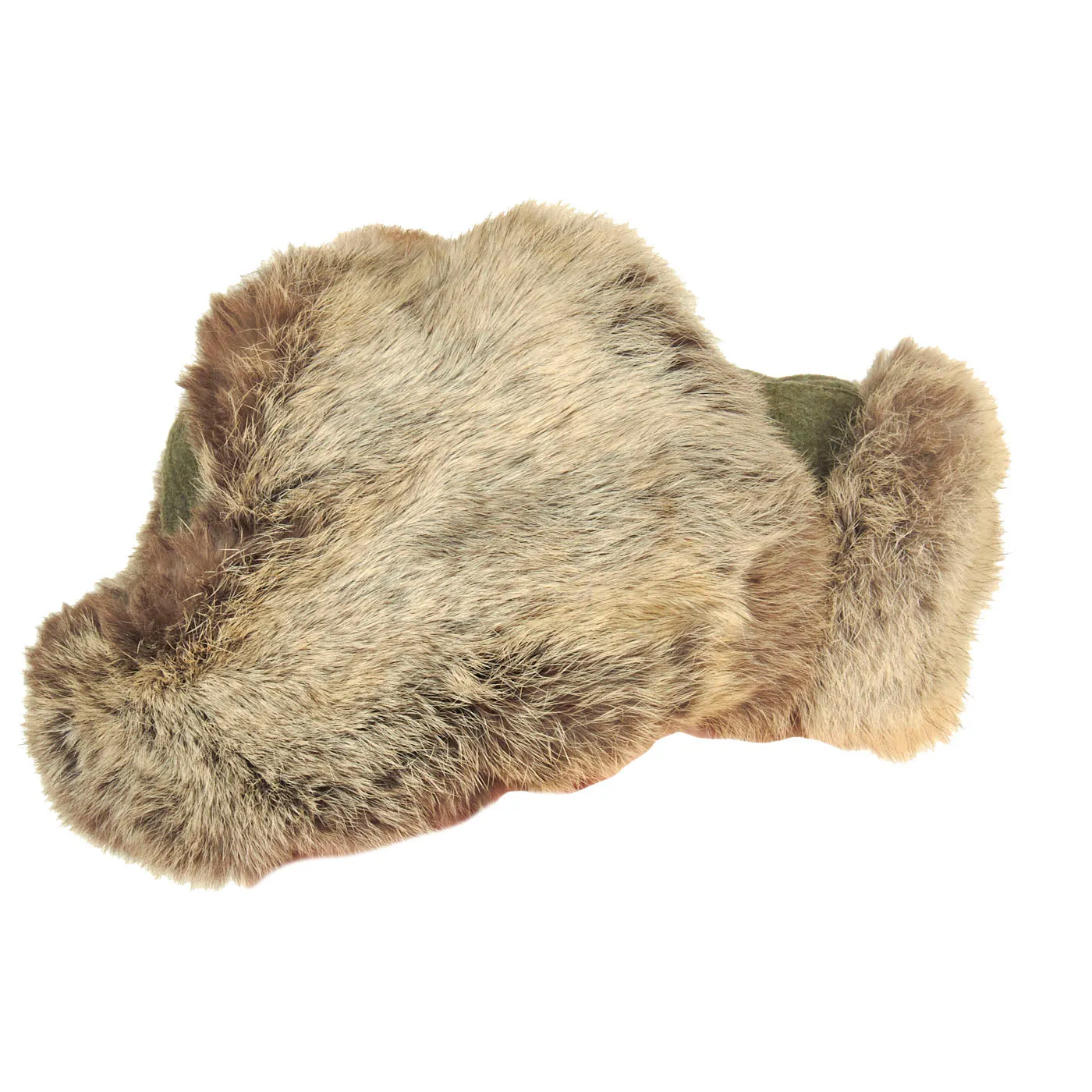 Original German WWII Eastern Front White Rabbit Fur Pelzmütze Winter Hat with Maker Markings - size 57