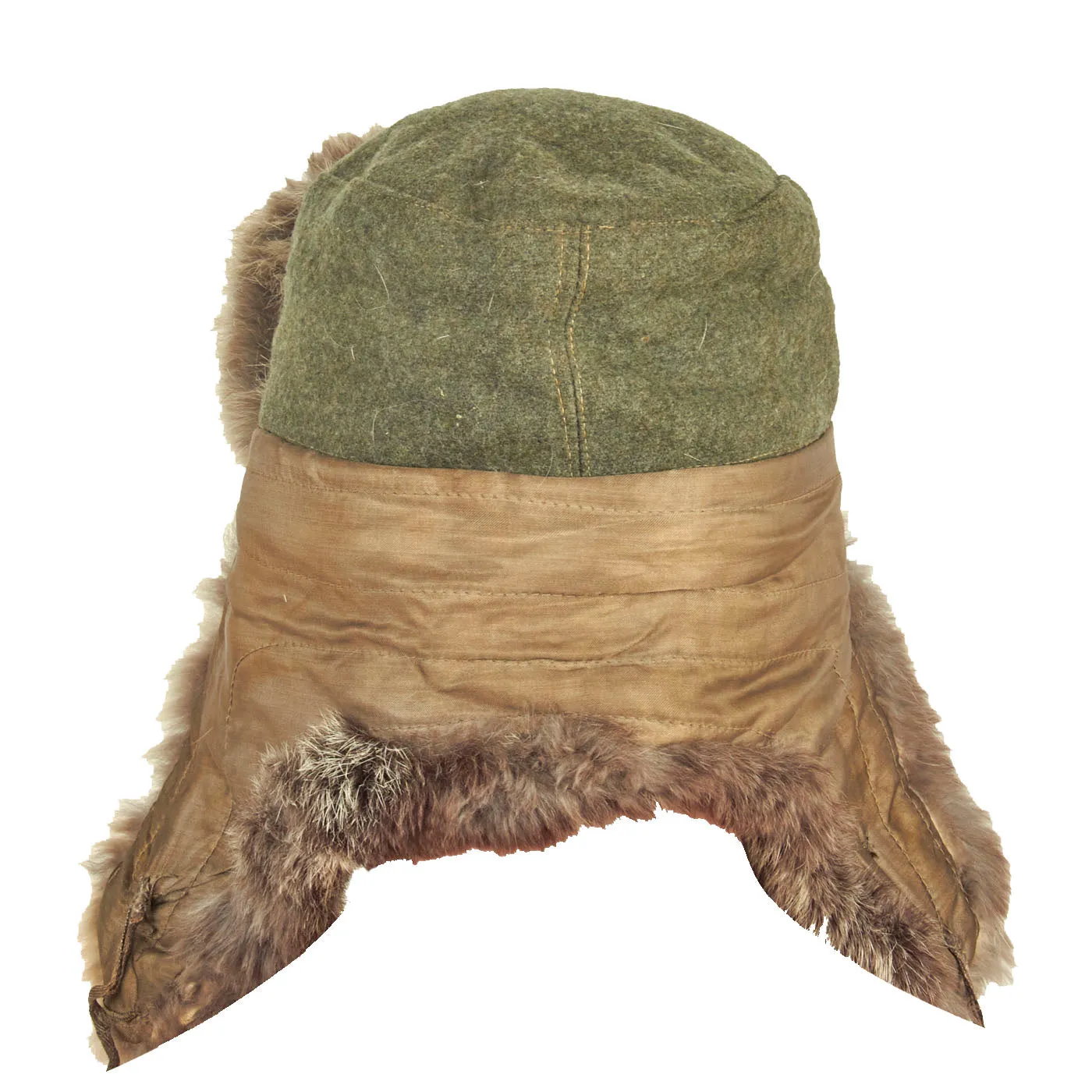 Original German WWII Eastern Front White Rabbit Fur Pelzmütze Winter Hat with Maker Markings - size 57