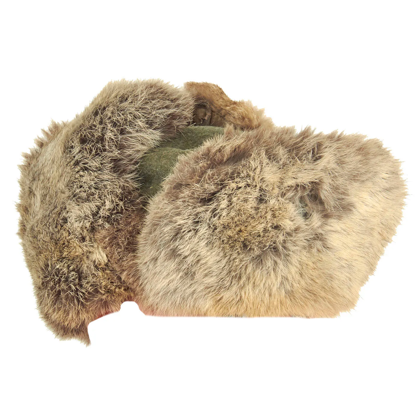 Original German WWII Eastern Front White Rabbit Fur Pelzmütze Winter Hat with Maker Markings - size 57