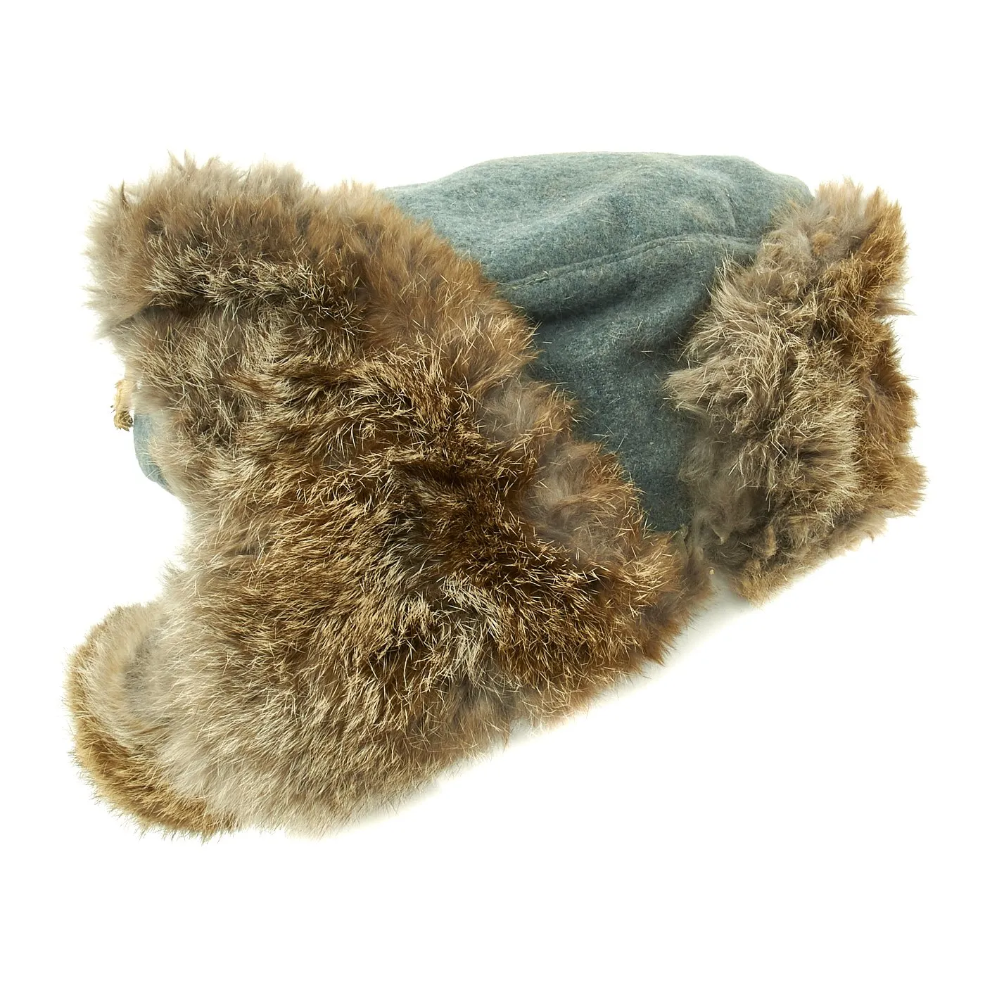 Original German WWII Field Police Winter Fur Hat - Dated 1944 with RBNr Code