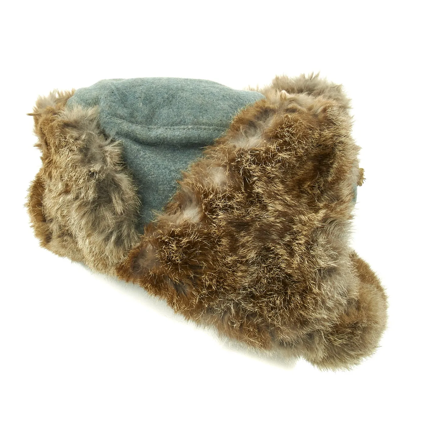 Original German WWII Field Police Winter Fur Hat - Dated 1944 with RBNr Code
