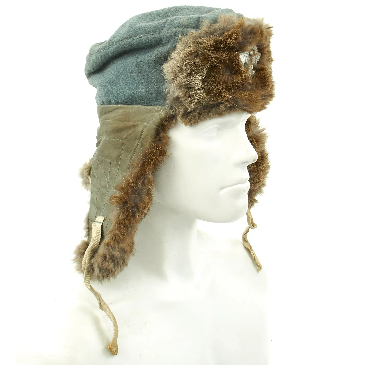 Original German WWII Field Police Winter Fur Hat - Dated 1944 with RBNr Code