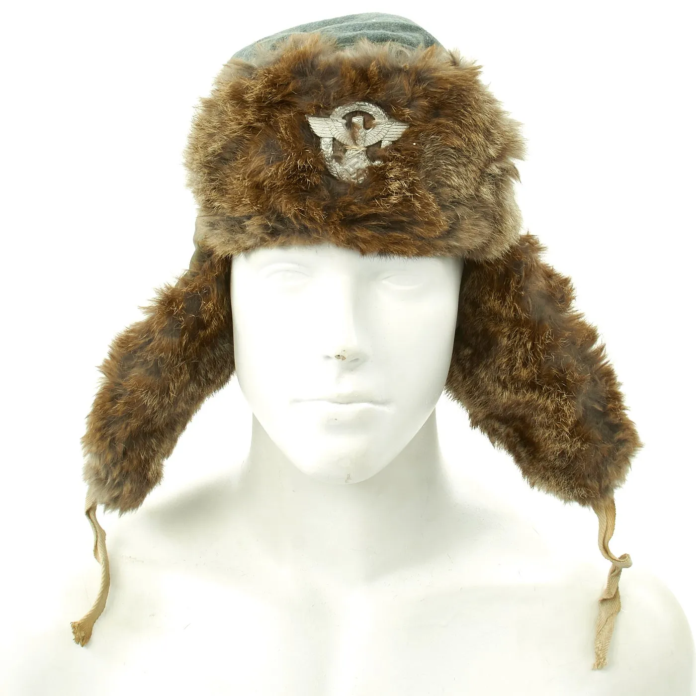 Original German WWII Field Police Winter Fur Hat - Dated 1944 with RBNr Code