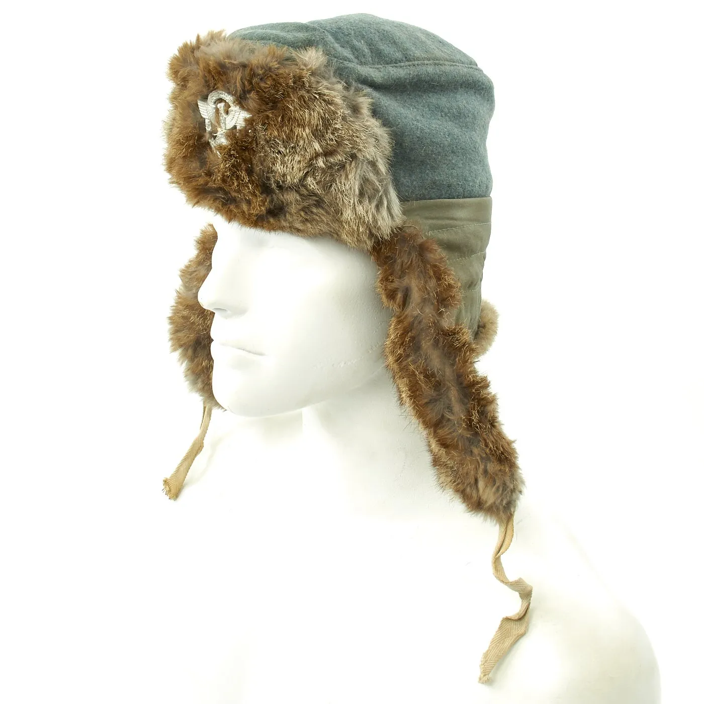 Original German WWII Field Police Winter Fur Hat - Dated 1944 with RBNr Code