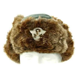 Original German WWII Field Police Winter Fur Hat - Dated 1944 with RBNr Code