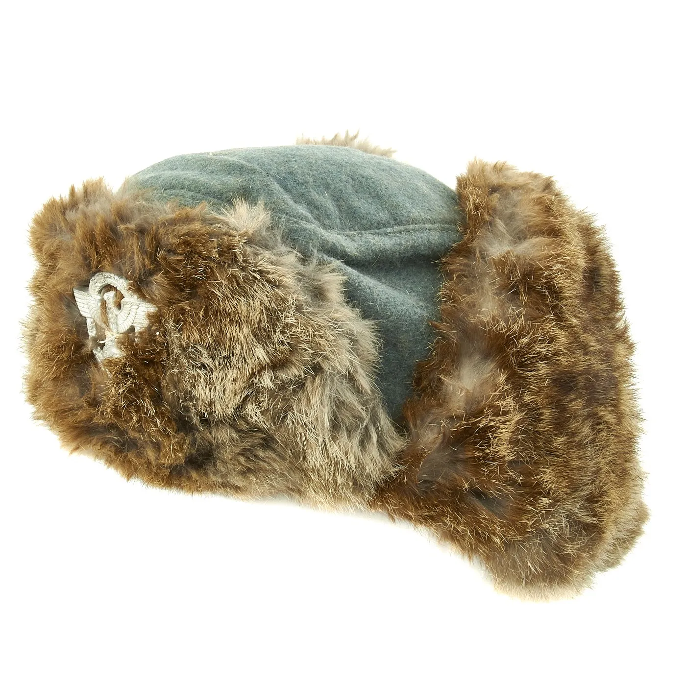 Original German WWII Field Police Winter Fur Hat - Dated 1944 with RBNr Code