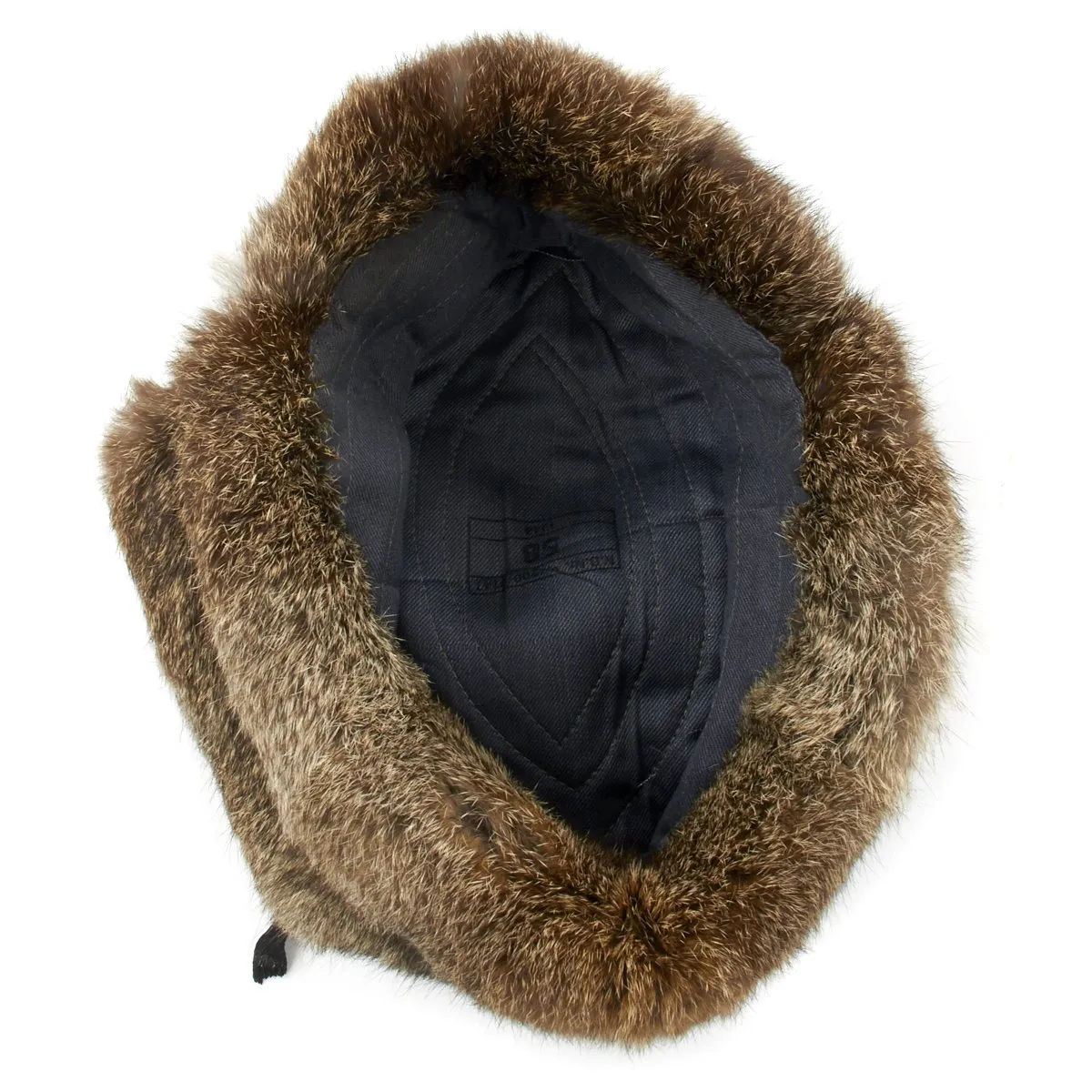 Original German WWII Field Police Winter Fur Hat - Dated 1944