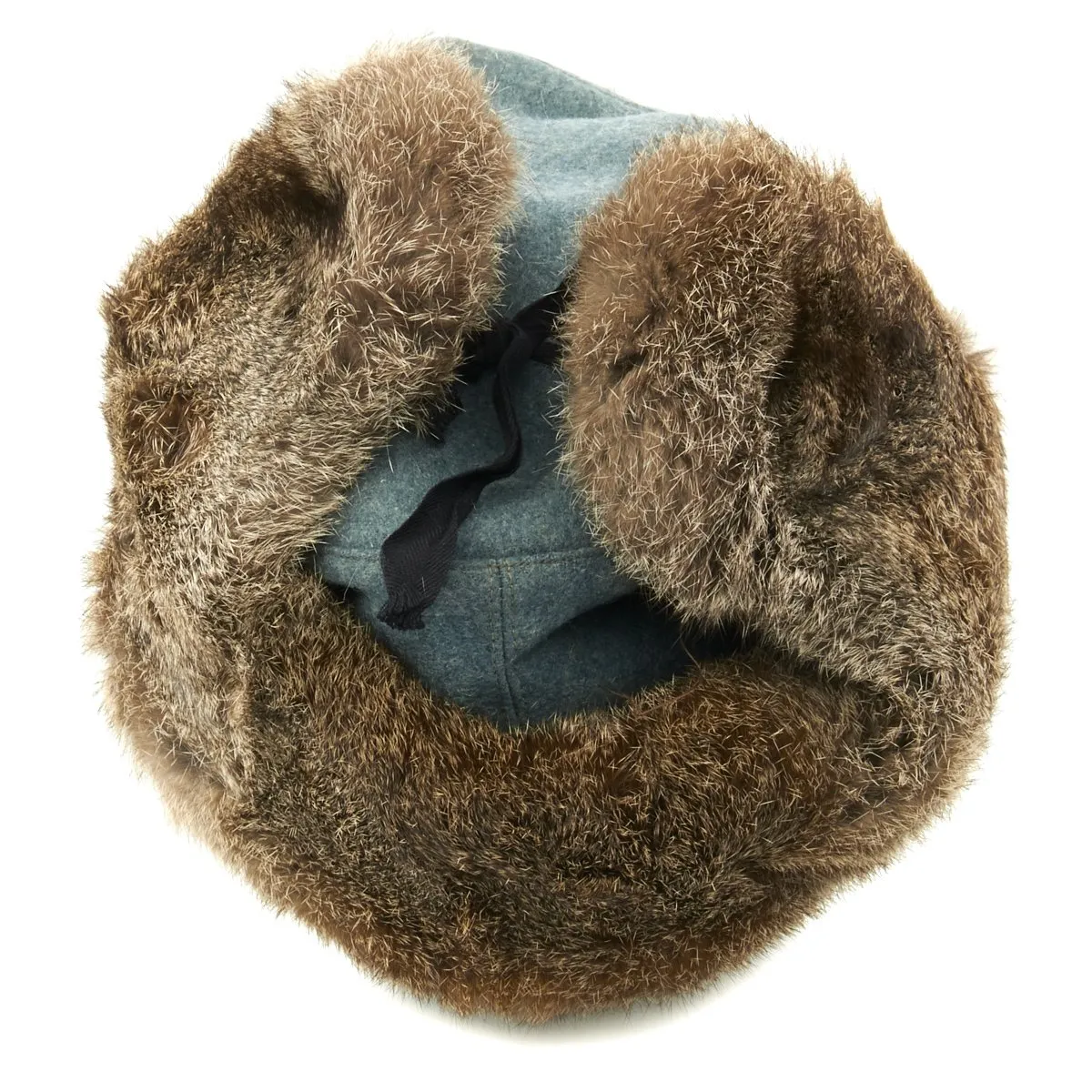 Original German WWII Field Police Winter Fur Hat - Dated 1944