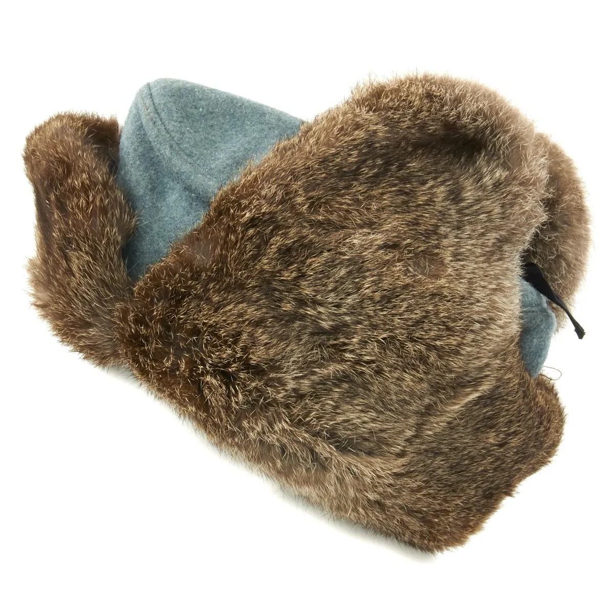 Original German WWII Field Police Winter Fur Hat - Dated 1944