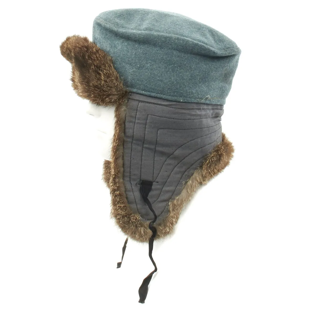 Original German WWII Field Police Winter Fur Hat - Dated 1944