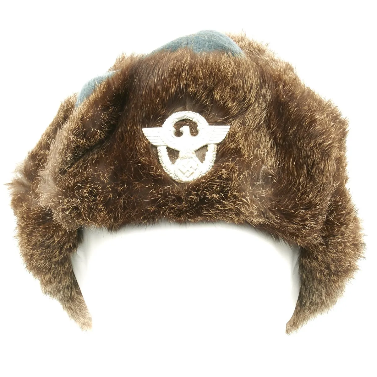 Original German WWII Field Police Winter Fur Hat - Dated 1944