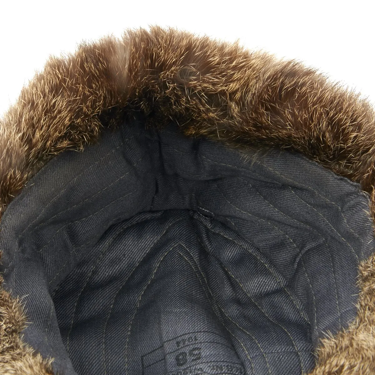 Original German WWII Field Police Winter Fur Hat - Dated 1944