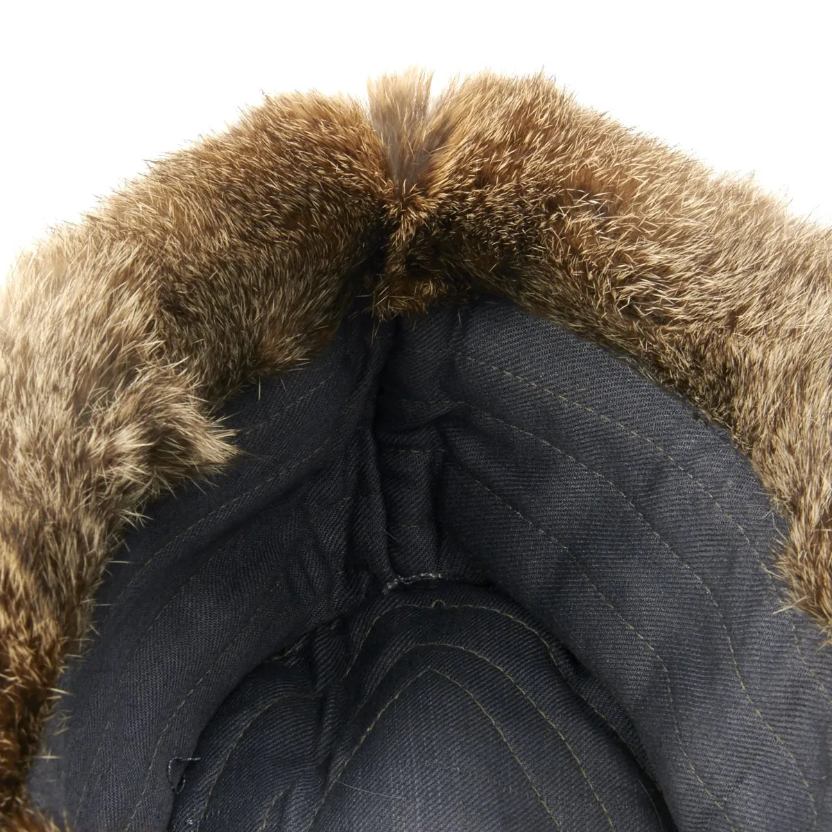 Original German WWII Field Police Winter Fur Hat - Dated 1944