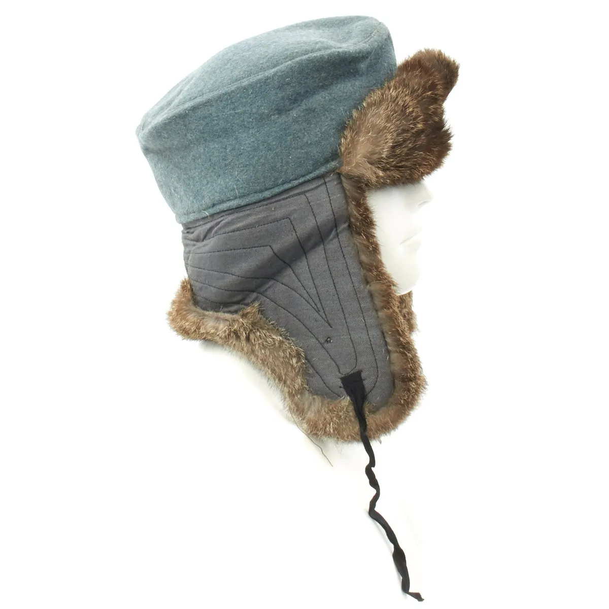 Original German WWII Field Police Winter Fur Hat - Dated 1944