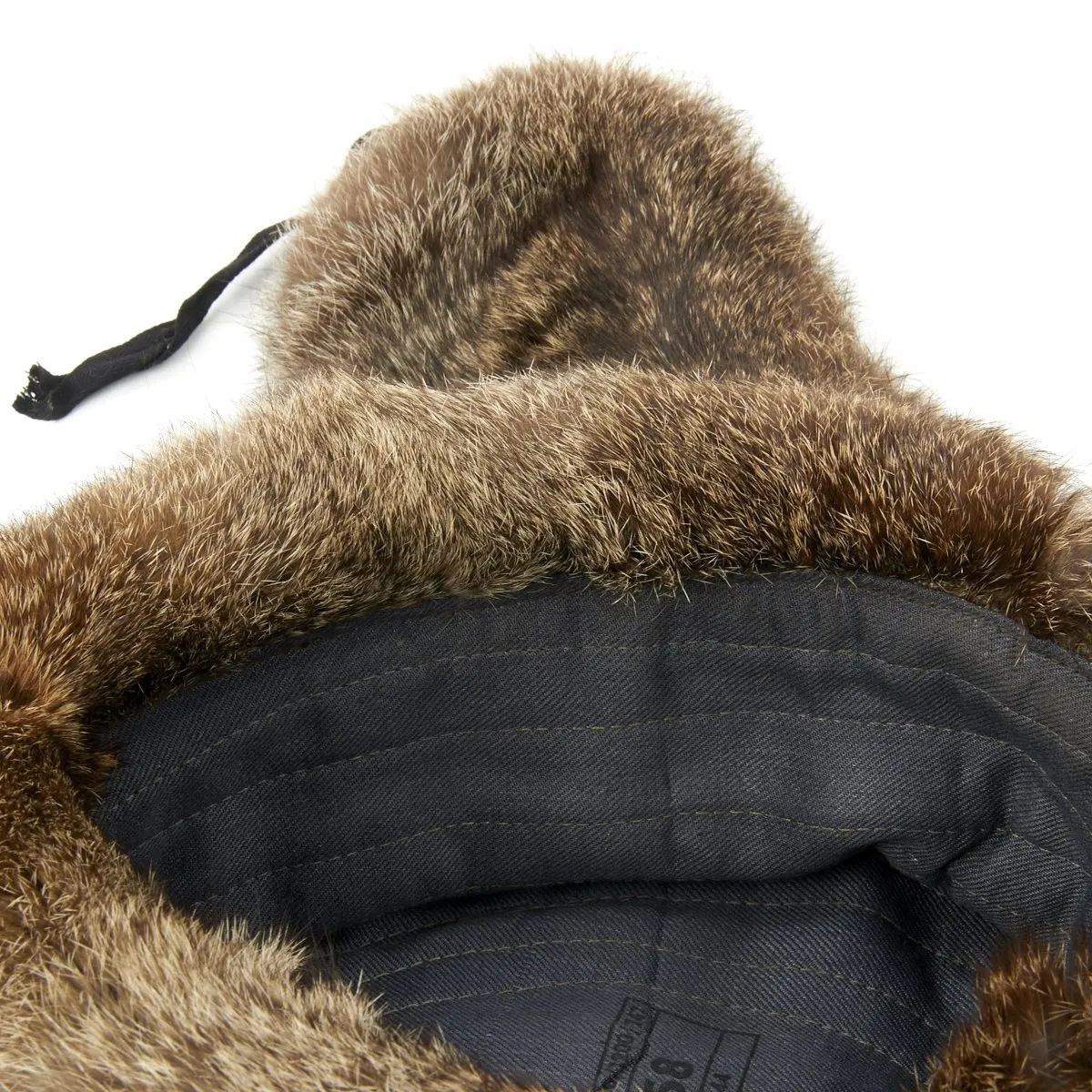 Original German WWII Field Police Winter Fur Hat - Dated 1944