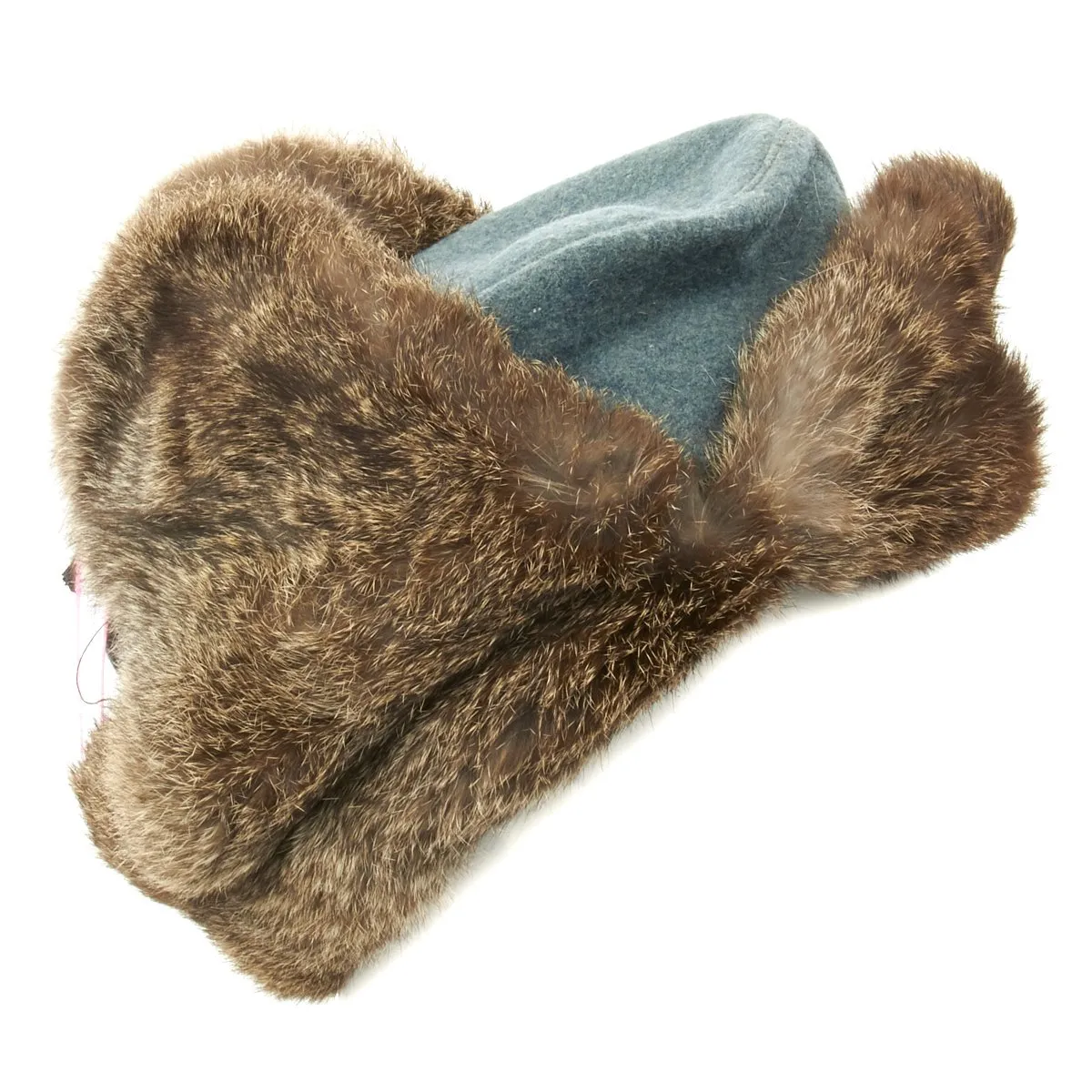Original German WWII Field Police Winter Fur Hat - Dated 1944