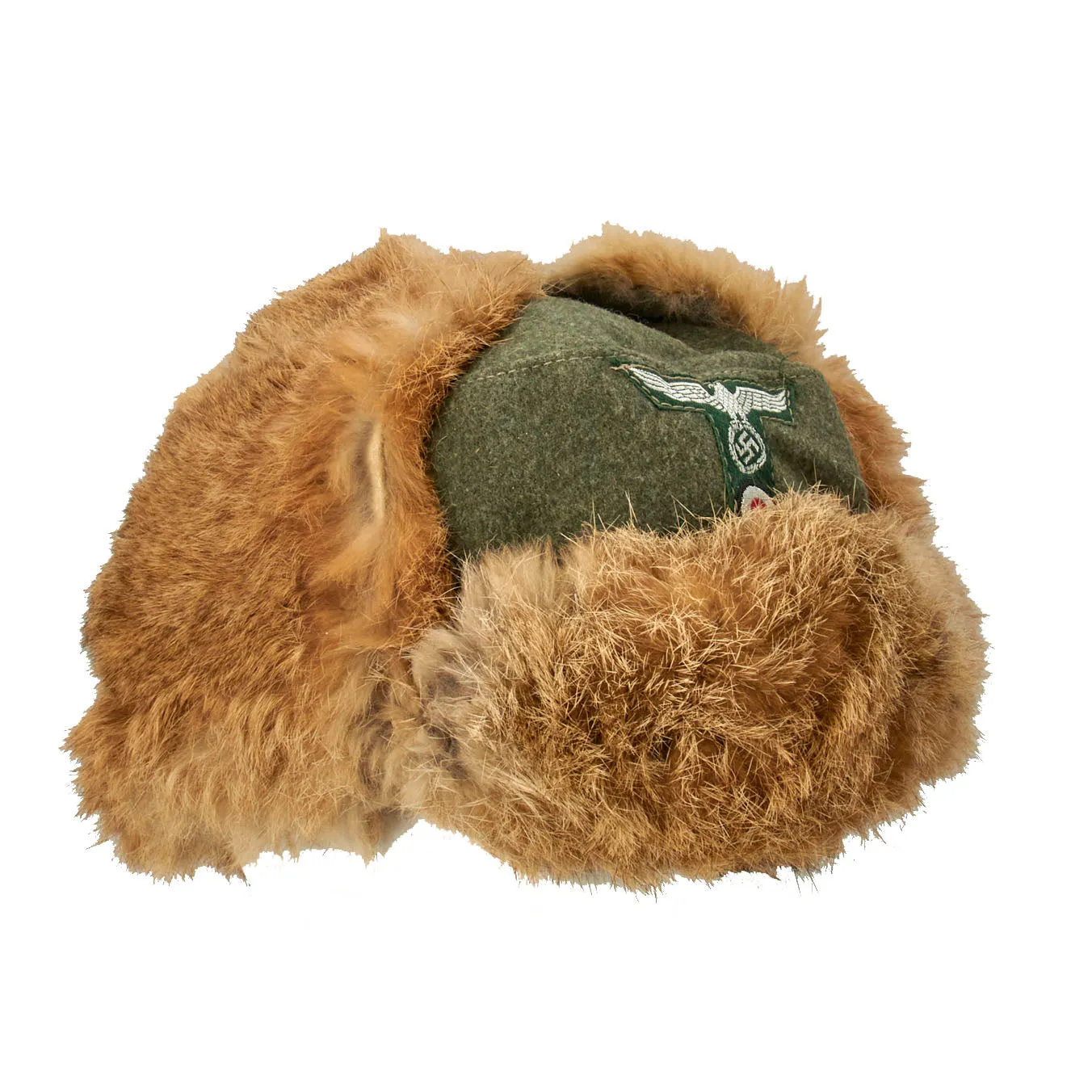 Original Rare German WWII Eastern Front Land Customs Winter Field Fur Cap - Pelzmütze