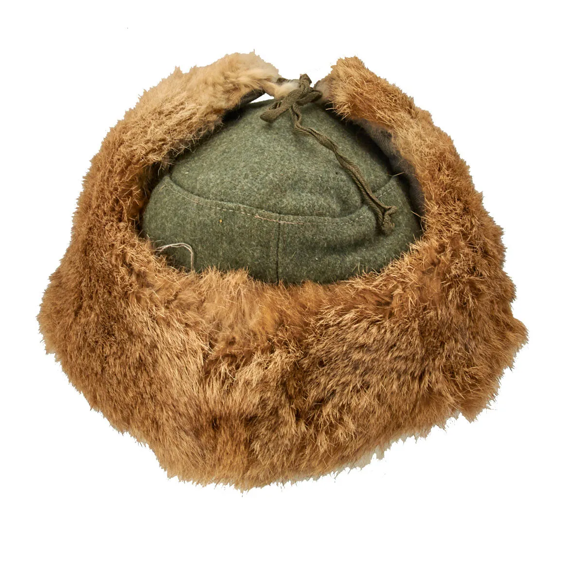 Original Rare German WWII Eastern Front Land Customs Winter Field Fur Cap - Pelzmütze