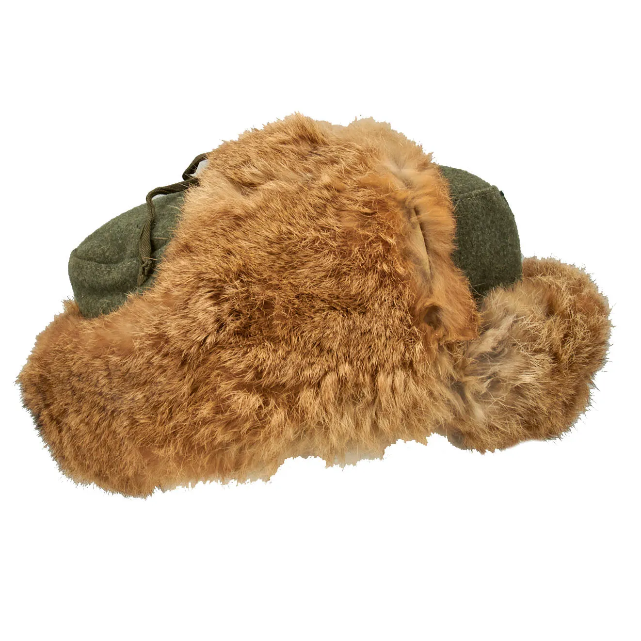 Original Rare German WWII Eastern Front Land Customs Winter Field Fur Cap - Pelzmütze