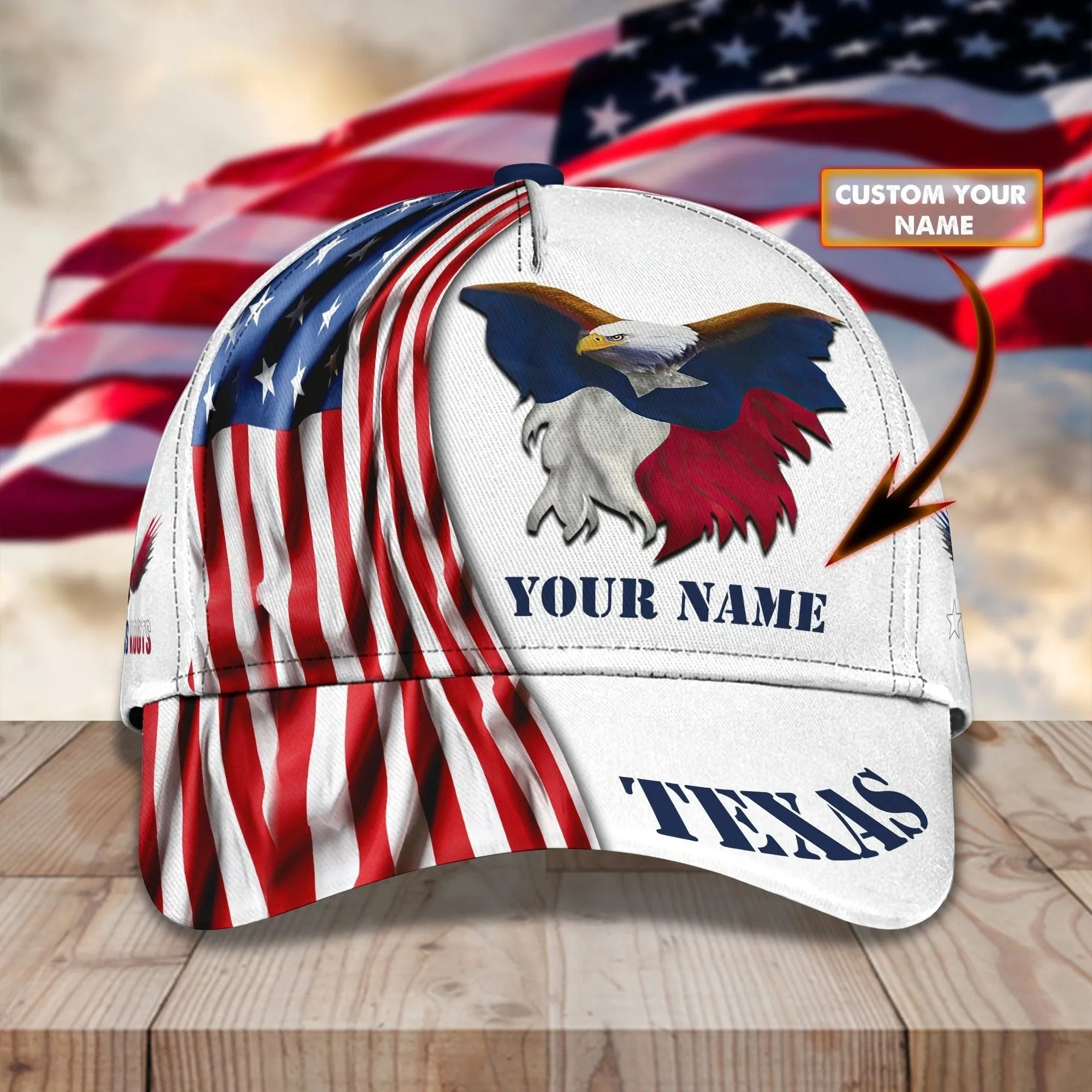 Personalized Name 3D Full Printing Texas Cap, Texas Baseball Classic Cap Hat