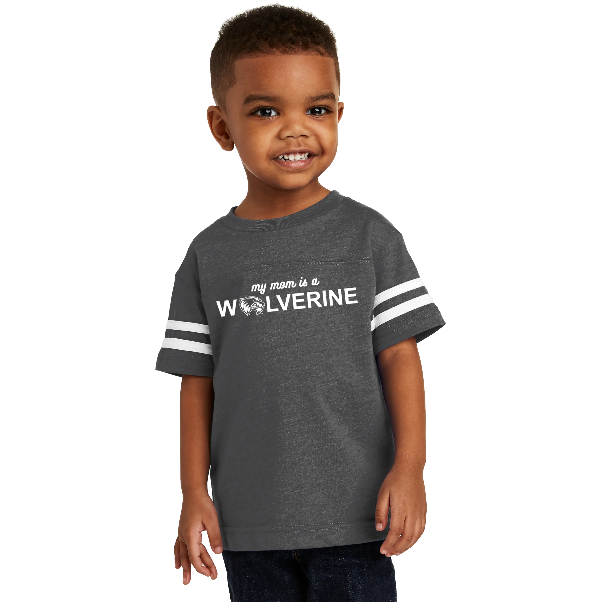 Rabbit Skins Toddler Football Fine Jersey Tee - My Mom is a Wolverine