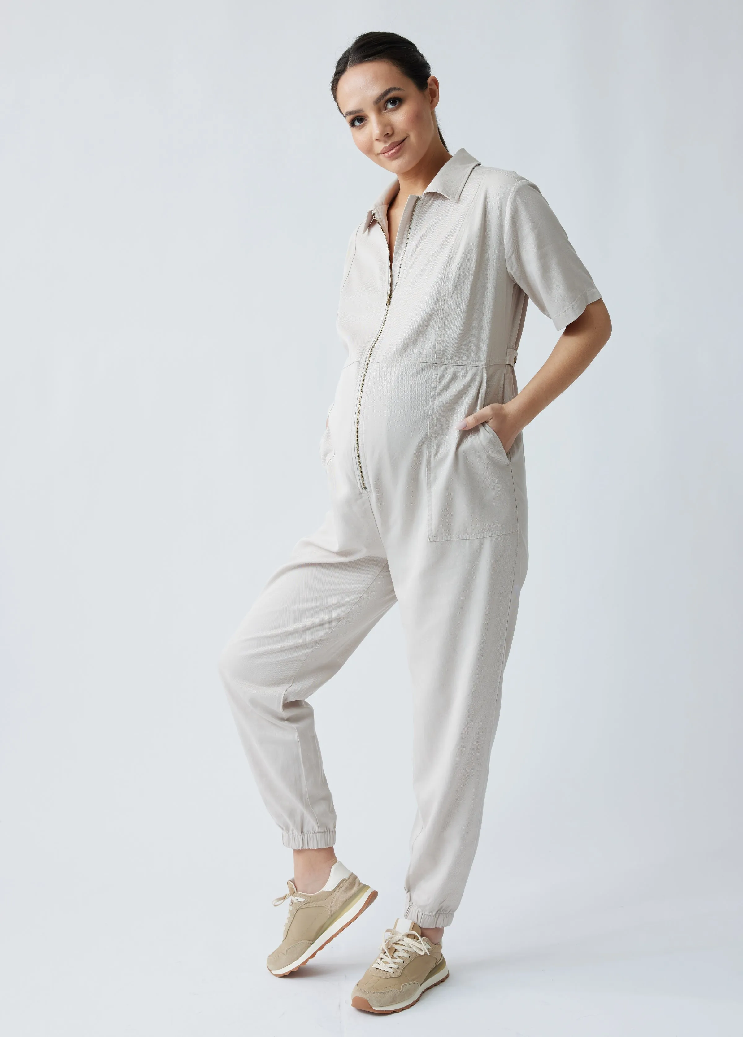 Short Sleeve Maternity Jumpsuit