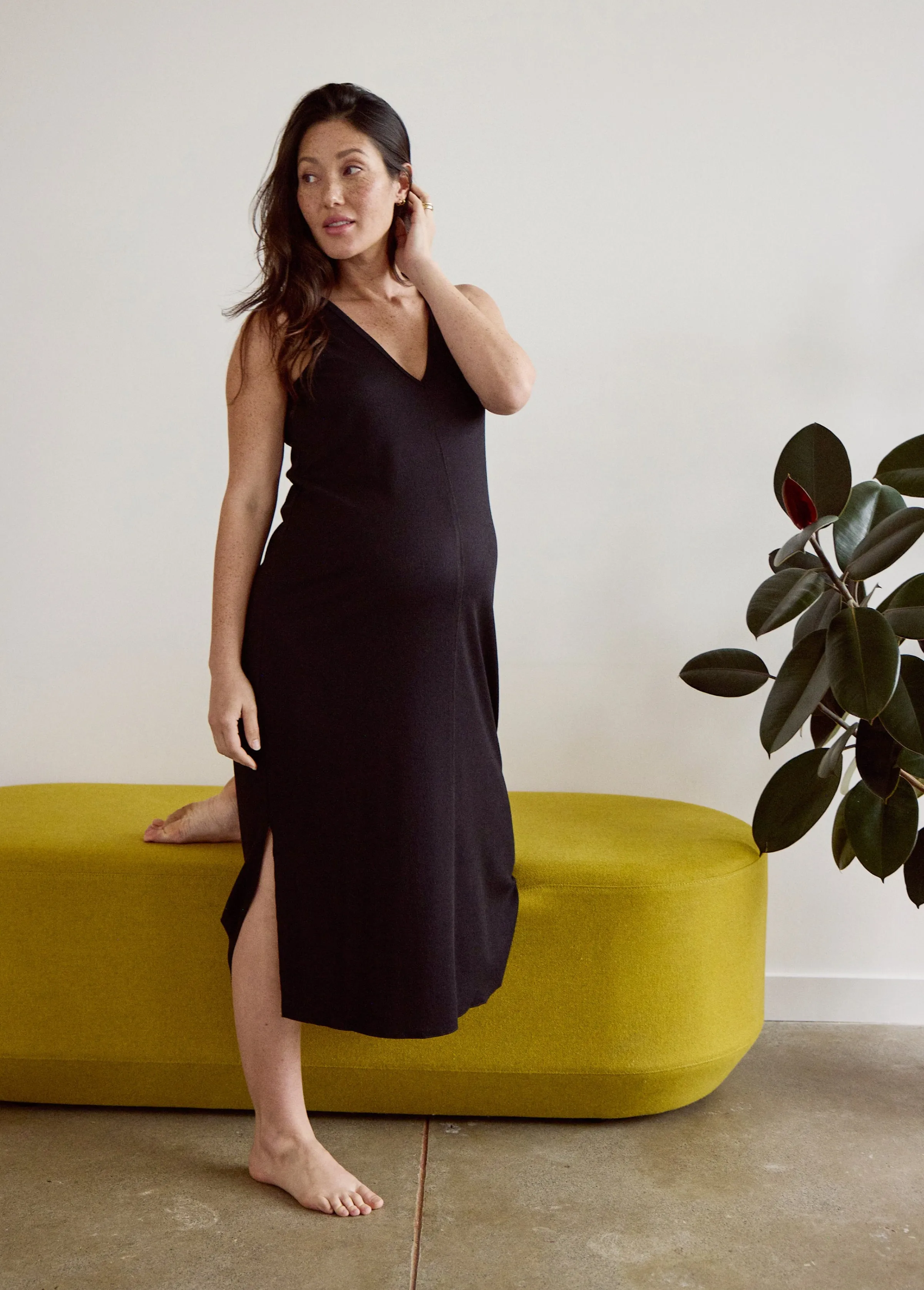 Sleeveless V-Neck Maternity Dress