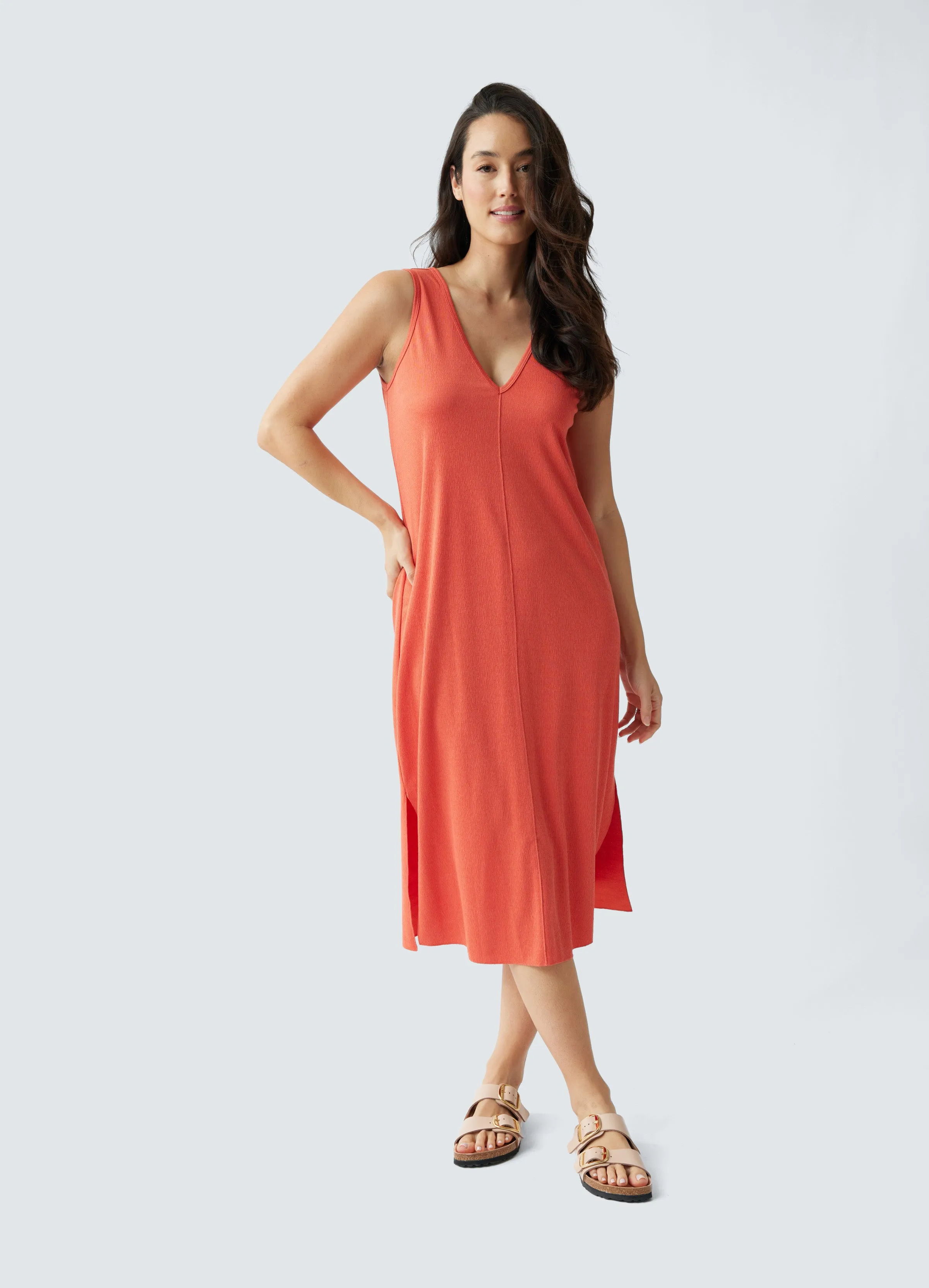 Sleeveless V-Neck Maternity Dress